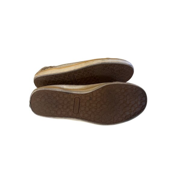 Coach tan and white slip on stripes beaded sun sneakers size 8.5 B - Picture 7 of 7